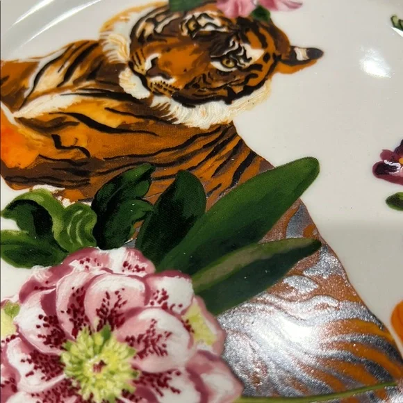 Nathalie Lete for Anthropologie Floral Tiger Plate - Orange, Green, Purple - Picture 3 of 3